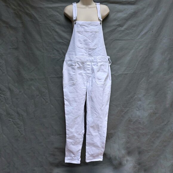 GAP Size Large Optic White Long Overalls Denim Jean Material - Picture 1 of 4